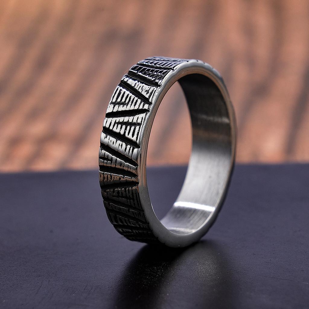 New Viking Style Vertical Stripe Texture Unisex Ring
