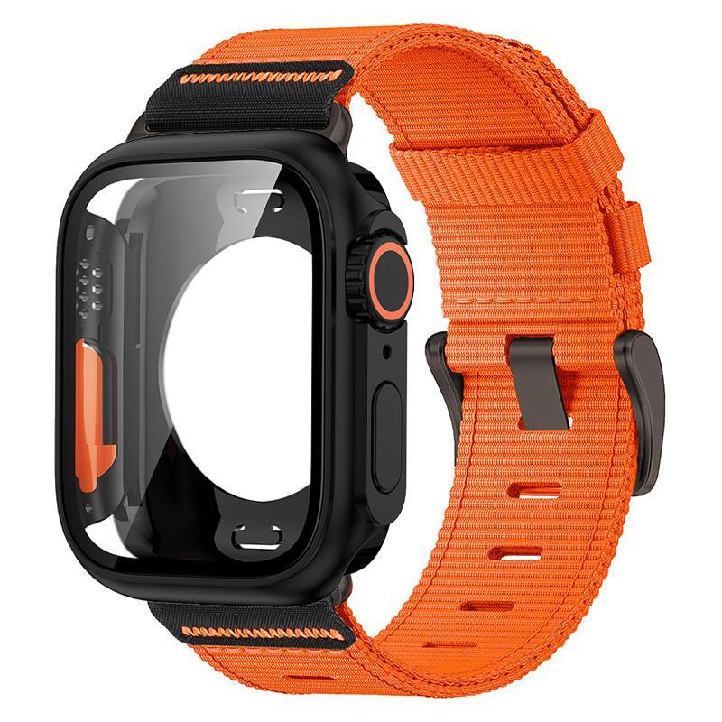 Nylon Loop Strap+PC Case For Apple Watch Series 11 10 42mm 46mm 45mm 44mm 41mm 40mm Cover Band for Iwatch 9 8 7 6 5 SE3/2/1 3 21