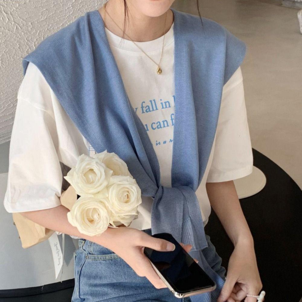 Blouse Shoulders Knitted Shawl Cape Wool Scarves Elegant Fake Collar Female
