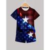 Boys  Fashion 3D Printed Casual Pullover Short Sleeve Shorts Sweatshirt, BoysOutdoor T-Shirt shorts Set