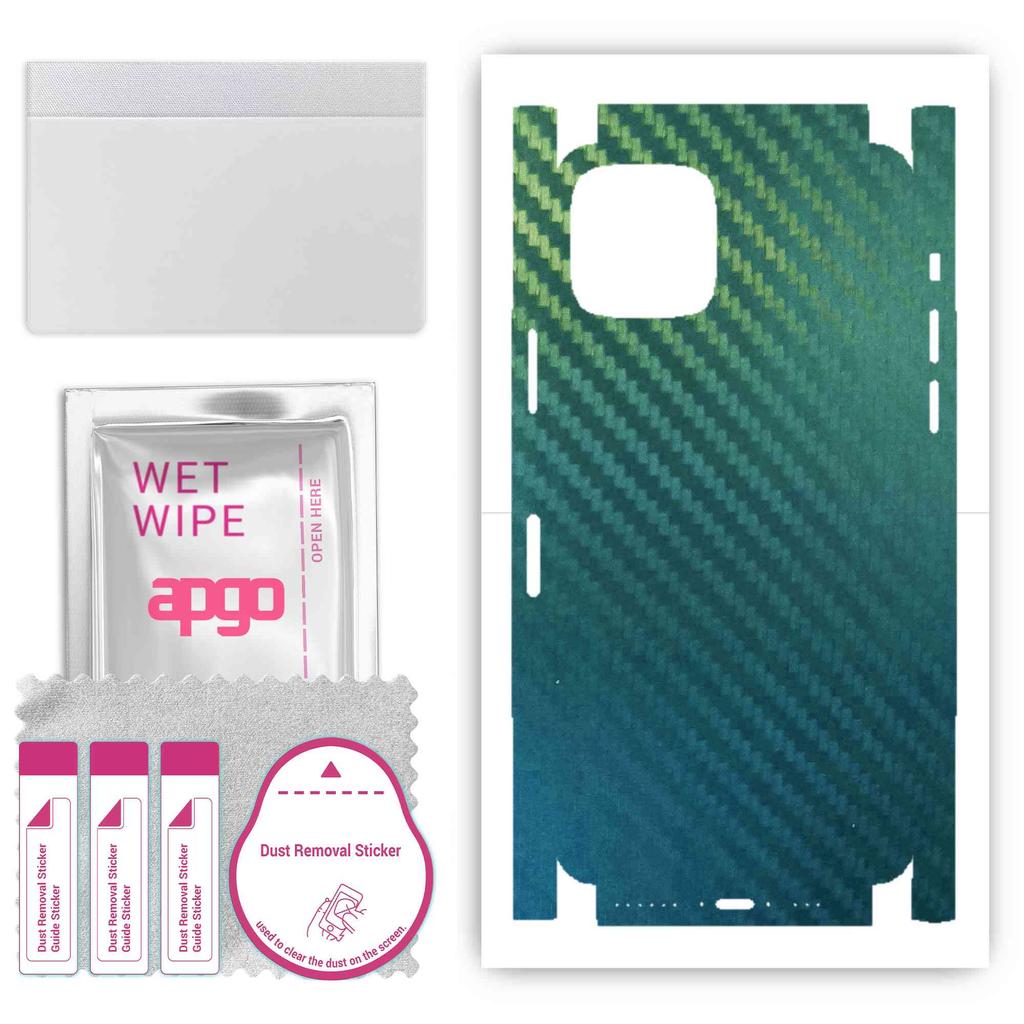 apgo Autocolant de protecție pentru spate + fețe compatibil cu Apple iPhone 11 Pro, folie completă, folie, vinil - Model Carbon Chameleon CAKA1