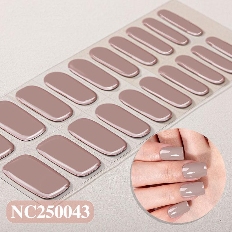 Hot Sell Custom Logo HEMA-Free Gel Polish Nail Stickers New Solid Color Styles Semi Cured Gel Nail Wraps 20 Gel Nail Strips