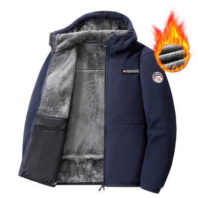 Men's Lamb's Woolen Jacket Autumn Winter Solid Color Fleece Workwear Warm Hooded Coat Polar Cold Fleece Clothing Skiing Jackets