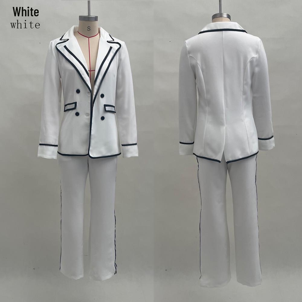 

European & American Women s Double-Breasted Long-Sleeved Suit with Casual Pants Set L