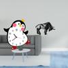 Penguin Bull Wooden Wall Clock Sculpture Decorative Resin Figurine for Bedroom Entryway Tabletop