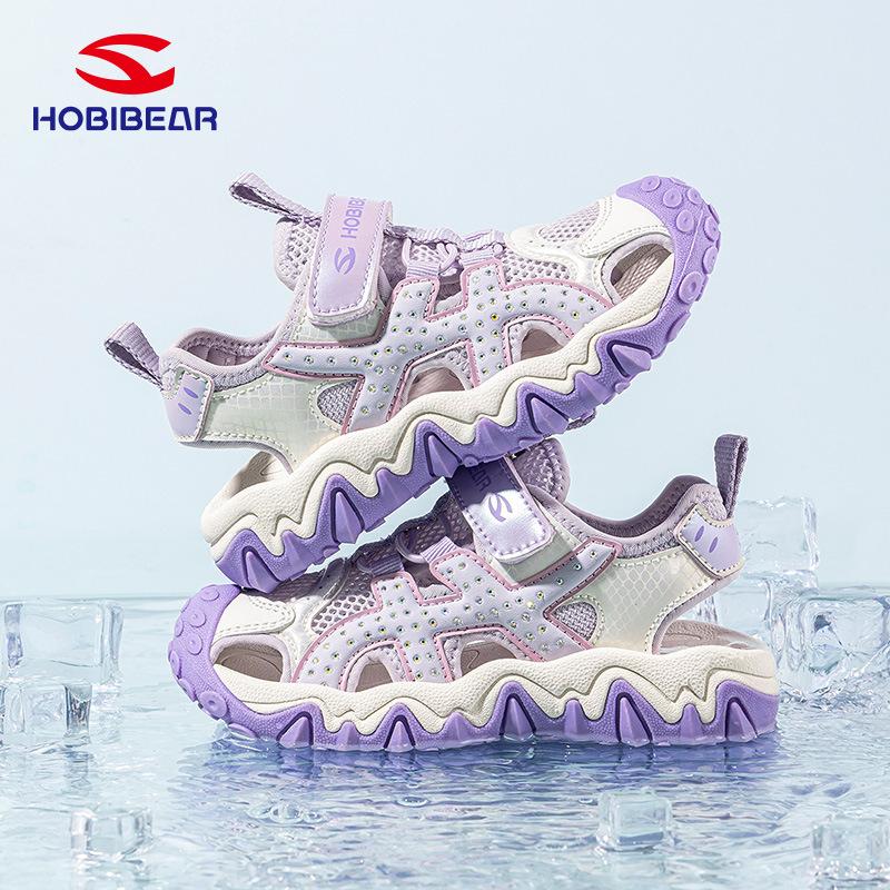 Girls Closed Toe Sandals Mesh Breathable Beach Shoes Hook And Loop Outdoor Sports Summer Water Shoes For Kids