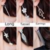 Korean Style Slim-Face Diamond Stud Pearl Tassel Zircon Long Earrings