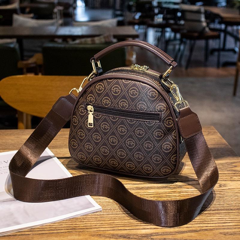 New fashion high-end printed small round bag casual women's bag retro style versatile shoulder bag