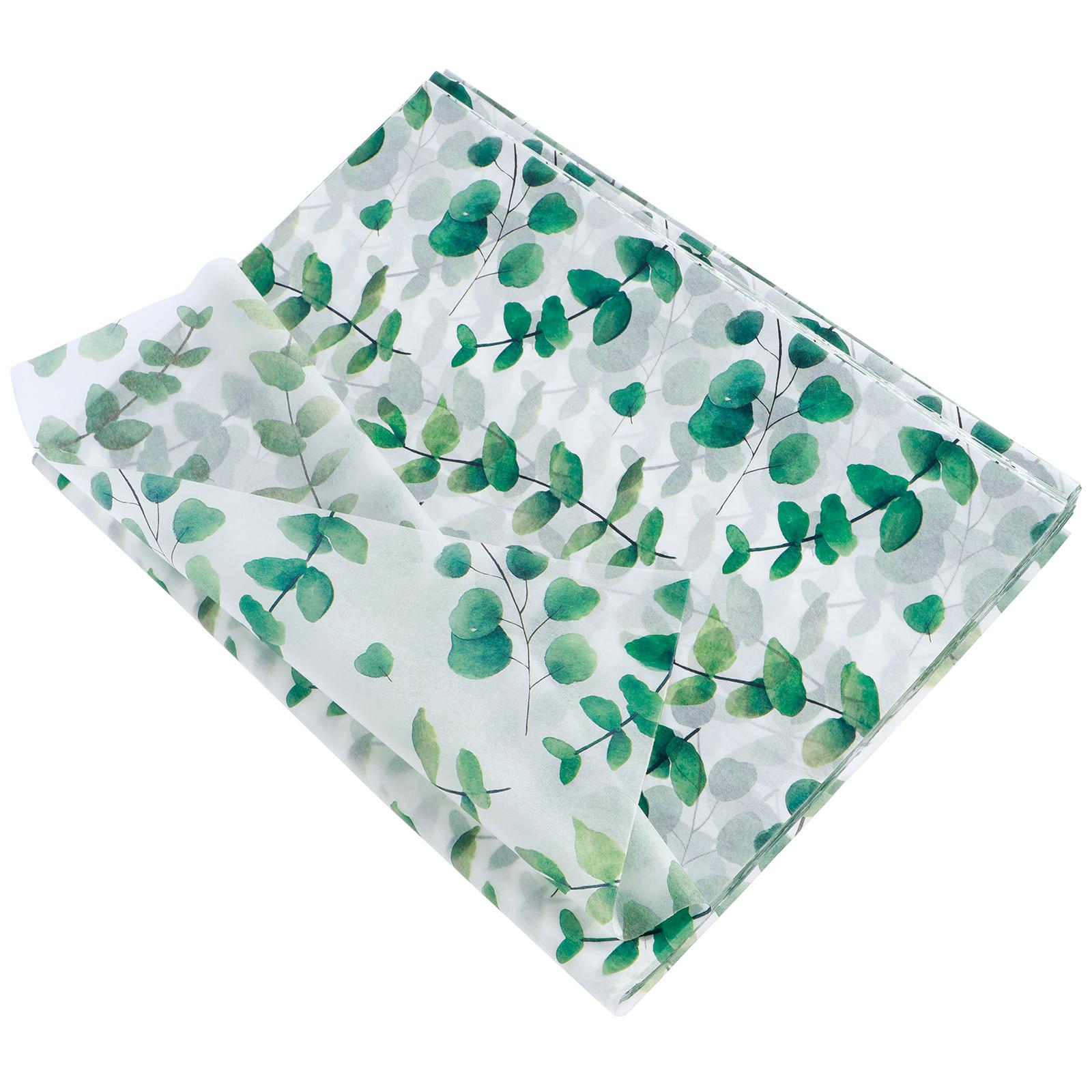 

100/200Pcs Gift Wrapped Tissue Paper 20 x 14 Inches Green Leaf Tissue Paper Elegant Printed Tissue Paper