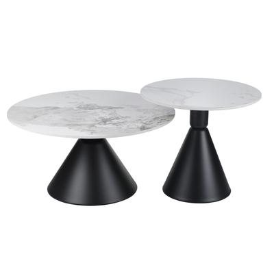 Elva White Coffee Table Set of 2 Benches
