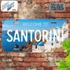Santorini Vintage Kennzeichen 5,9x11,8 Zoll Griechische Inseln Stil Aluminium Auto Schild für Auto SUV LKW, Wunschkennzeichen, Geschenk für Reisende Heimdekoration