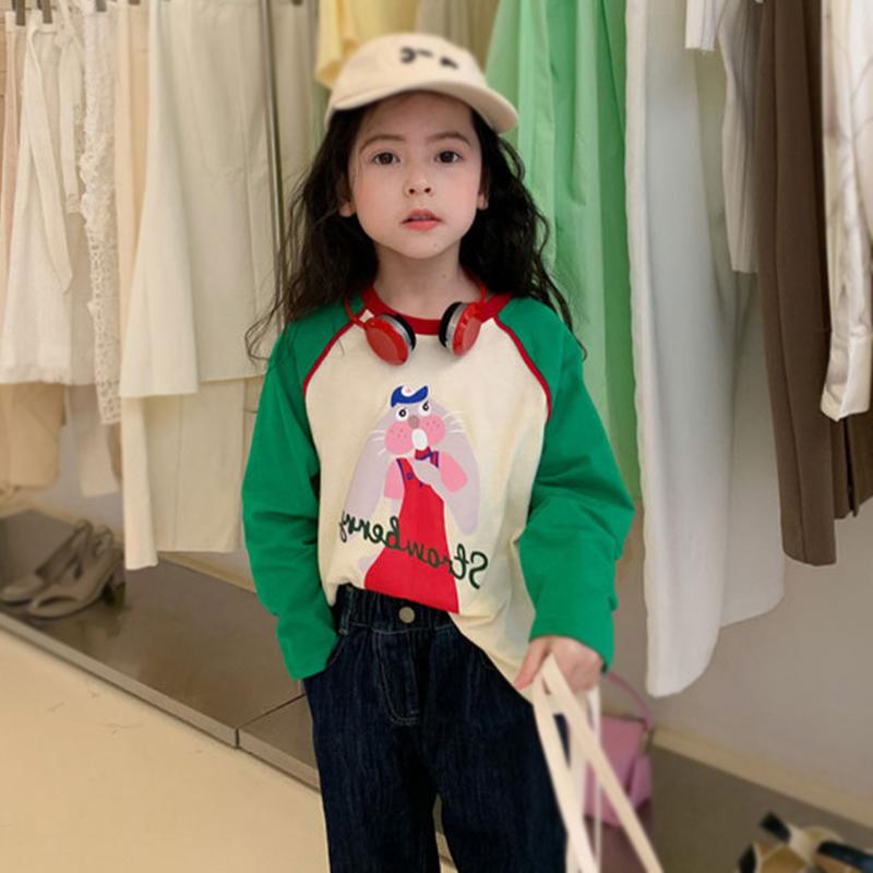 

Детская футболка с мультяшным принтом для девочек, верхняя блузка с длинными рукавами 140