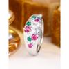 Vintage Textured Gemstone Wide Ring Palace-style Red and Green Zircon Mixed-set Zircon Ring