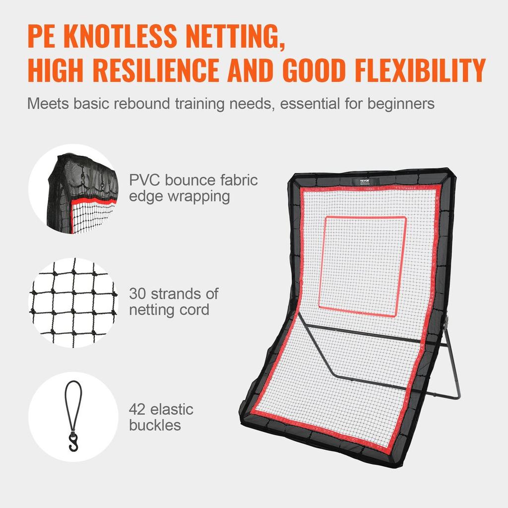 Lacrosse Rebounder for Backyard, 5x7 Ft Volleyball Bounce Back Net, Pitchback Throwback Baseball Softball Return Training Screen, Adjustable Angle