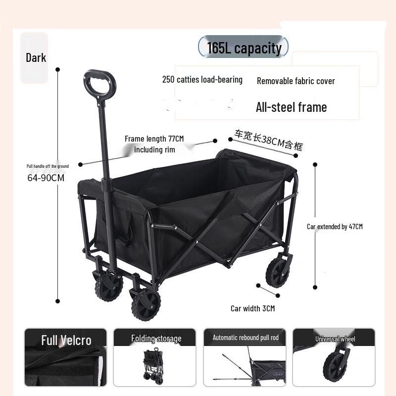 

Upgraded 165L Portable Camping Wagon with Silent Wheels