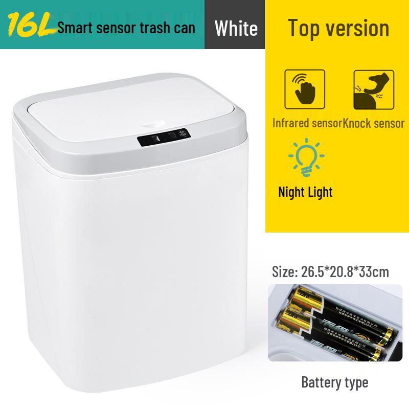 Silent Sensor Trash Can with Lid for Living Room, Bedroom, Bathroom, Kitchen