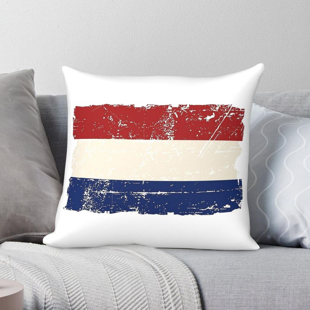 Holland Flag Vintage Square Pillowcase Polyester Linen Velvet Printed Zip Decor Throw Pillow Case Car Cushion Cover