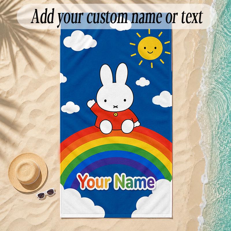 Beach TowelMiffy Custom Name Text Personalized Soft Towel for Beach Pool Indoor Home Decor Gift