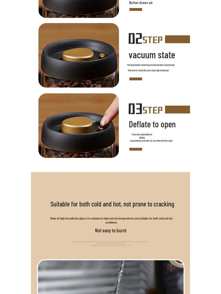 Vacuum-Sealed Moisture-Proof Glass Coffee Storage Jar