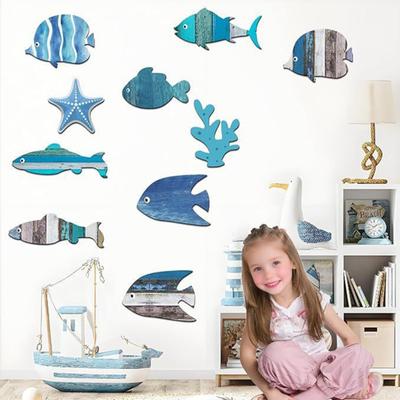 10 Piezas Decoración de Pared de Peces Costeros de Verano Arte de Pared de Peces Oceánicos Estilo Granja Vintage Decoración Colgante con Temática Náutica de Playa para Hogar Casa de Campo Dormitorio