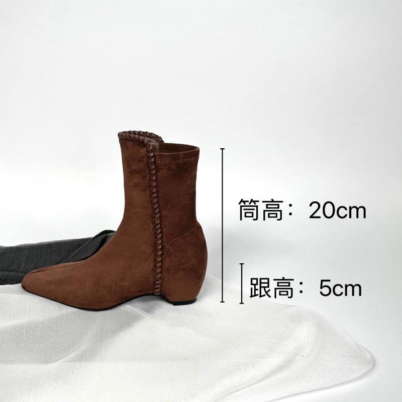 Ankle Women's Boots Square Toe Suede Low Heels Shoes Fashion Dress Woman Short Boots 2025 Winter Designer New Botas De Mujer