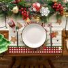 4Pcs Placemats & Coasters Set Christmas Santa Robin Snowman Reindeer Dinner Mats
