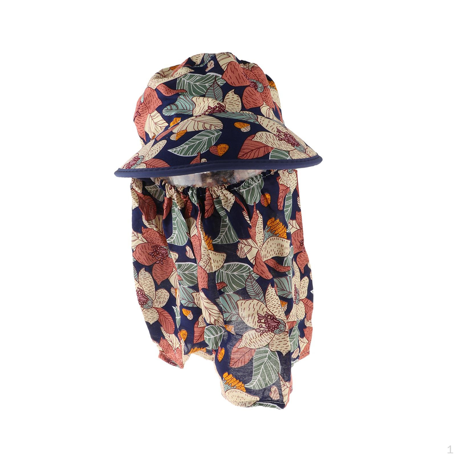 

Fishing Hat Wide Brim Mesh Breathable Bucket with Cloth Face Covering Detachable Neck Flap синій