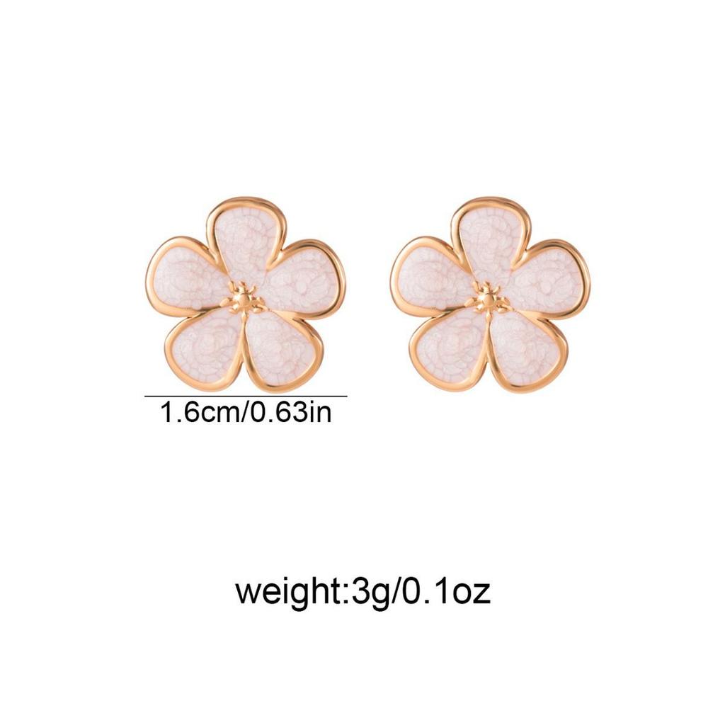 Hot Selling Enamel Drip Flower Stainless Steel Stud Earrings for Women - Holiday Style Titanium Steel Jewelry