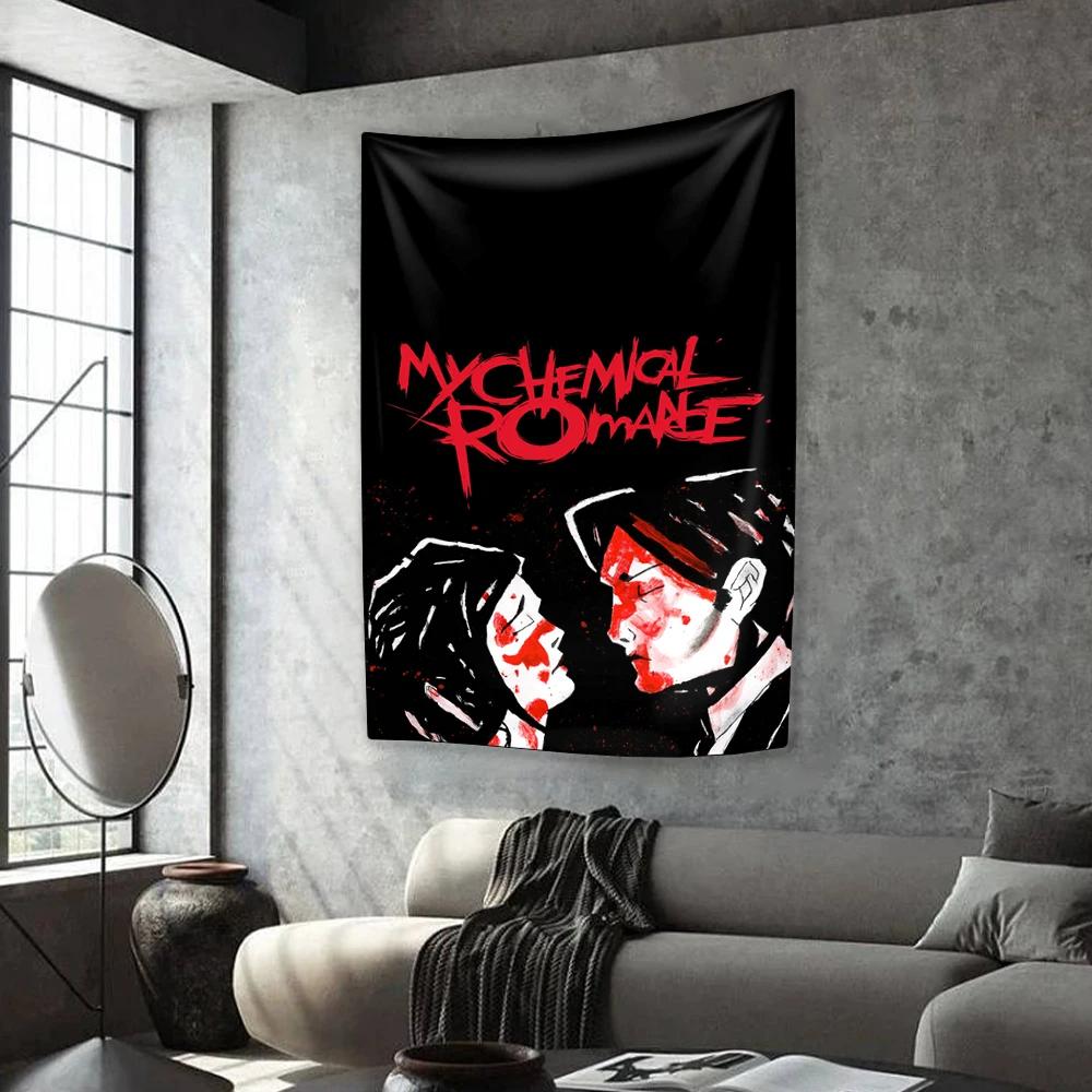 Punk Musik Band Wandteppich My Chemical Romances Heimdekoration Schlafzimmer Wohnheim Wandbehang Hintergrundtuch Konzertdeko