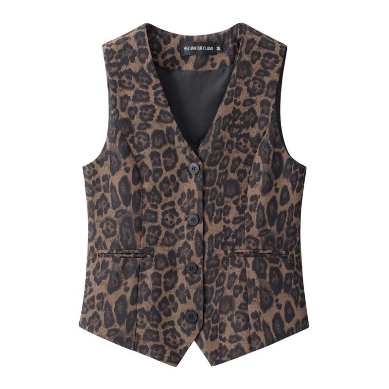 Women Suit Vest Sleeveless Single-Breasted Button Waistcoat Casual Office Short Outerwear Layering Tank Gilet