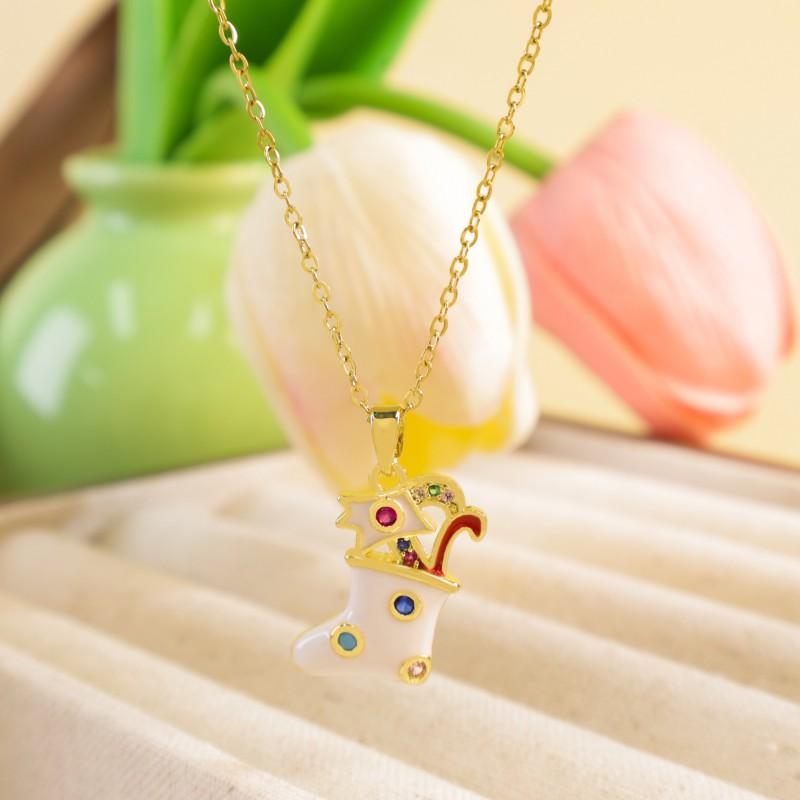 Christmas Necklace Women Titanium Steel Festive Design Trendy Accessory