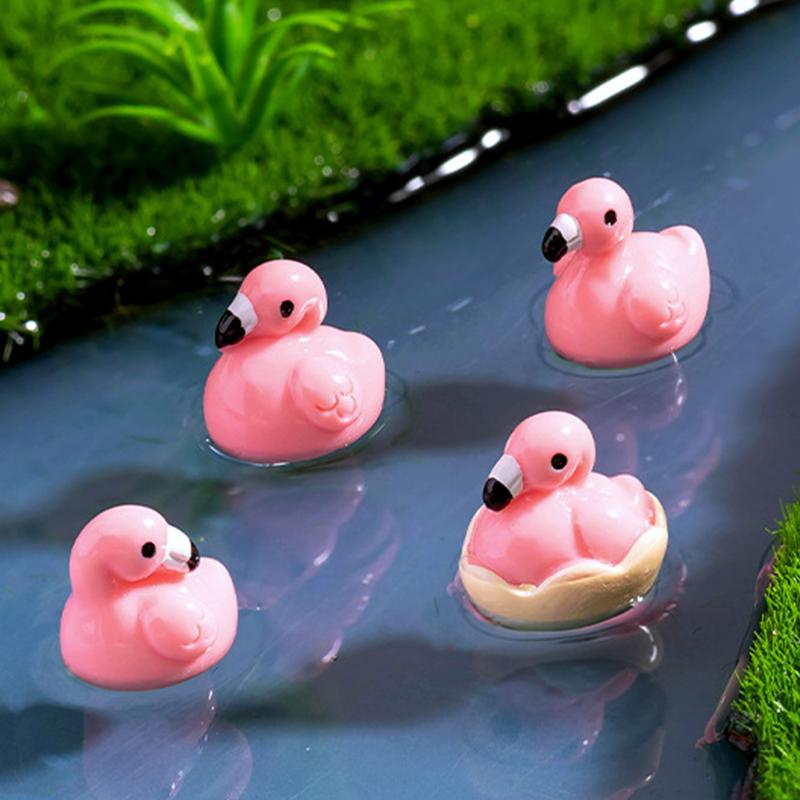 10Pcs Cute Cartoon Mini Flamingo Micro Landscape Decoration Crafts Miniature Resin Figurines Accessories Diy Home Decoration