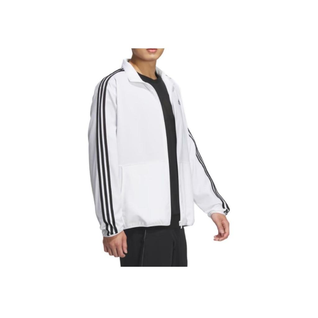 Adidas Solid Color Logo Stripe Loose Zip Jacket Men Outerwear White IA9376