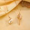 Stylish Women's Gold-Plated Shell Conch Pendant Necklace