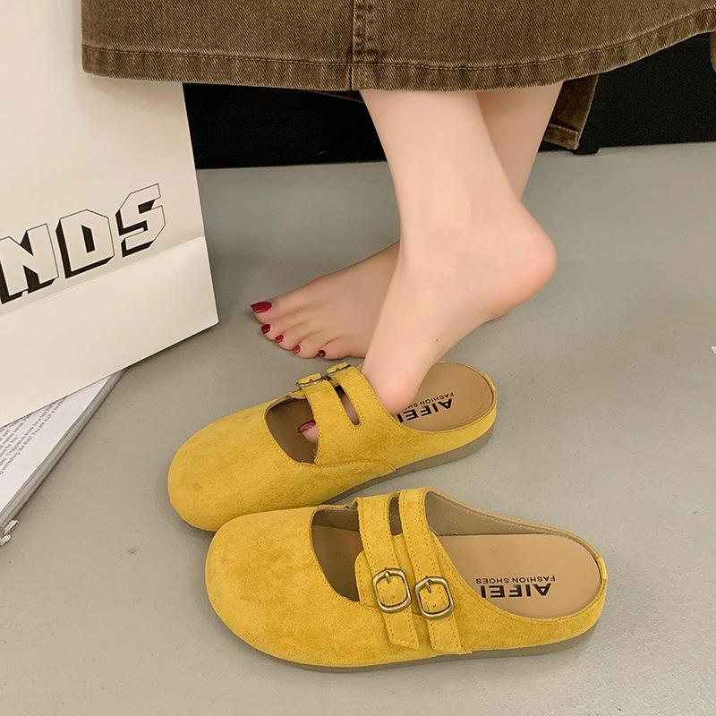 

Baotou полутапочки женские летние ретро одна нога Muller одинарные туфли ленивый человек Boken обувь 40 жёлтый