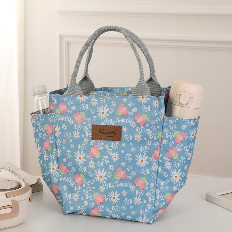 Multi-functional Travel Handbag Large Capacity Printed Handbag Hand-held Meal Bento Bag Travel Storage Bag