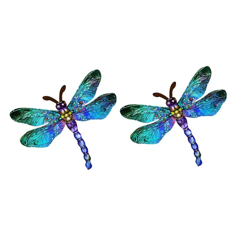 2 Stück Eisenkunst Libellen Wandbehang Dekoration Ideal für Wohnzimmer und Hinterhof Einweihungsgeschenk