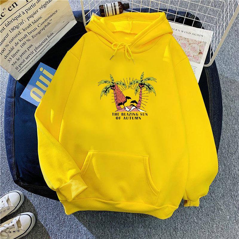 Women's Black Hooded Hoodie for Autumn Winter Plush Oversized Pattern Print Long Sleeve Pullover Sweatshirt