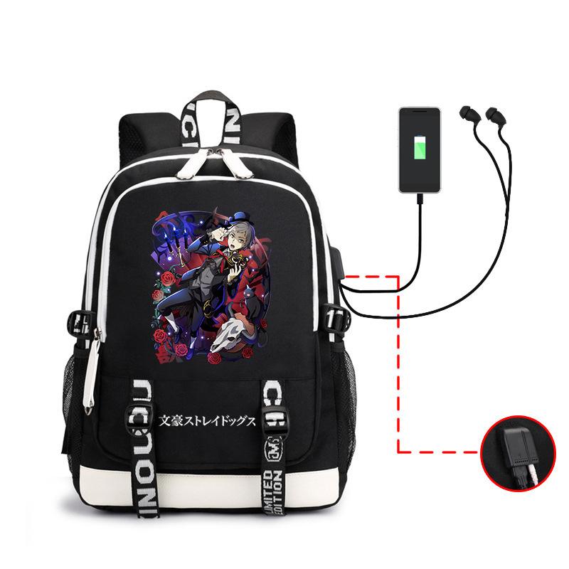 Anime Wenhao Wild Dog Men'S Backpack Usb Headset Backpack Student Outdoor Large Capacity Backpack