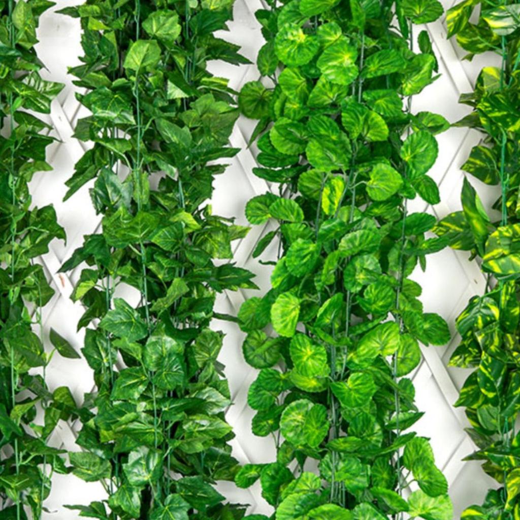 Rattan Faux Green Leaves & Vines - Decorative Plastic Flower Vines for Water Pipes & Air Conditioning Cover