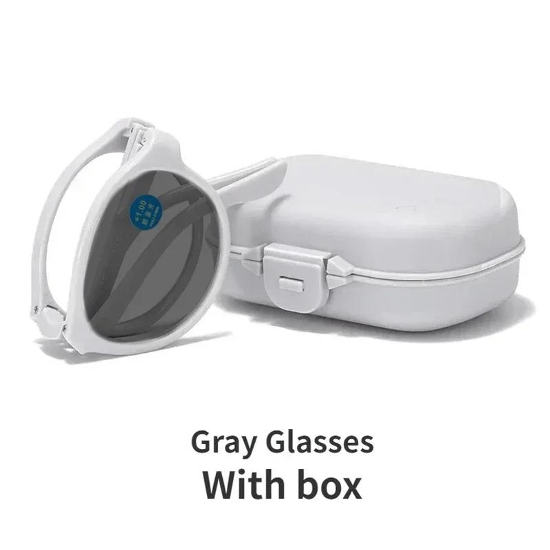 

Складные очки для чтения, портативные, анти-синий луч, фотохромные очки для пресбиопии с коробкой, готовые очки для дальнего зрения с диоптриями 4.0