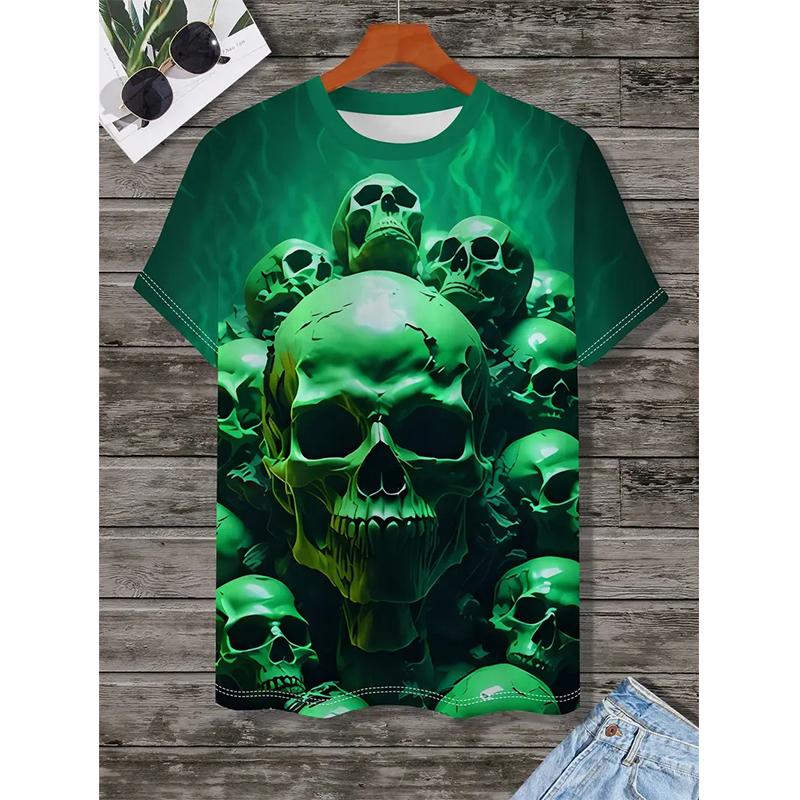 Men s T-Shirt Cool Skull Graphic 3D Printed T-Shirt Street Style Round Neck Fashion S