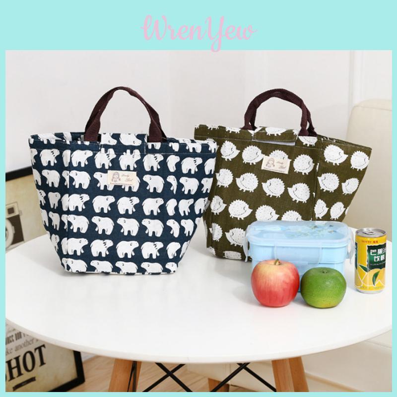 Bezaubernde Igel- und Wal-Canvas-Kühltasche mit Wärmeisolierung