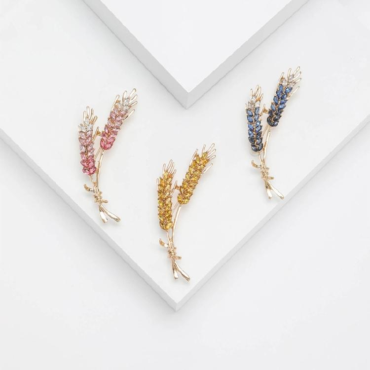 Fashionable Wheat Ear Brooches Ornament Sparkling Crystal Pins Lapel Pins