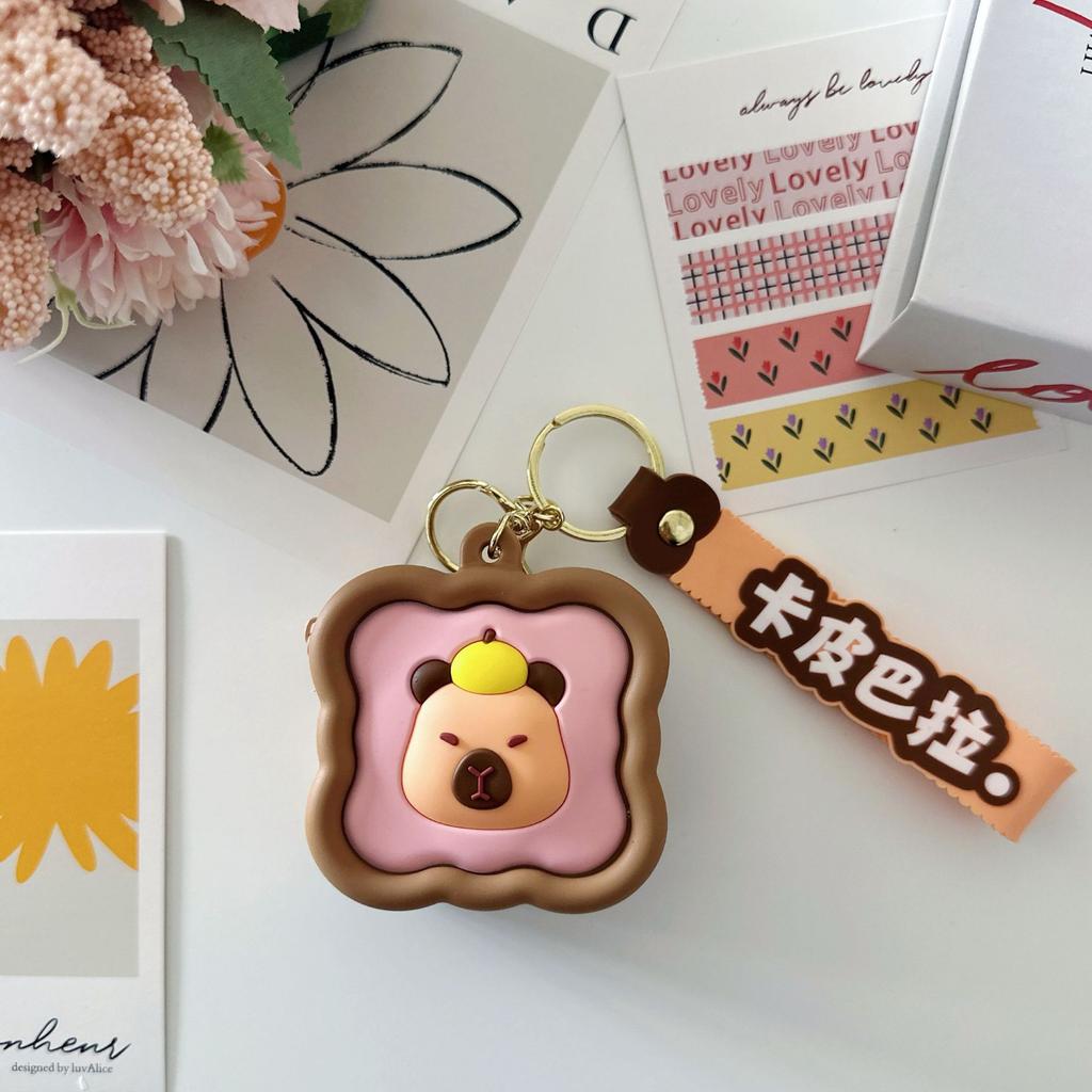 Cute Kapibara Silicone Coin Bag Cartoon Capybara Mini Key Bag Three-dimensional Square Bag Fun Backpack Pendant