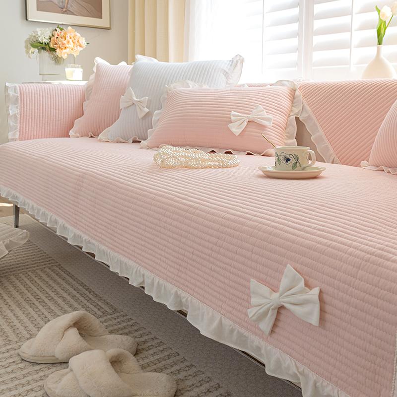 

Internet Celebrity Pure Cotton Sofa Cushion Cotton Fabric Four Seasons Universal Non-Slip Seat Cushion New Light Luxury Sofa Cover 70*70cm