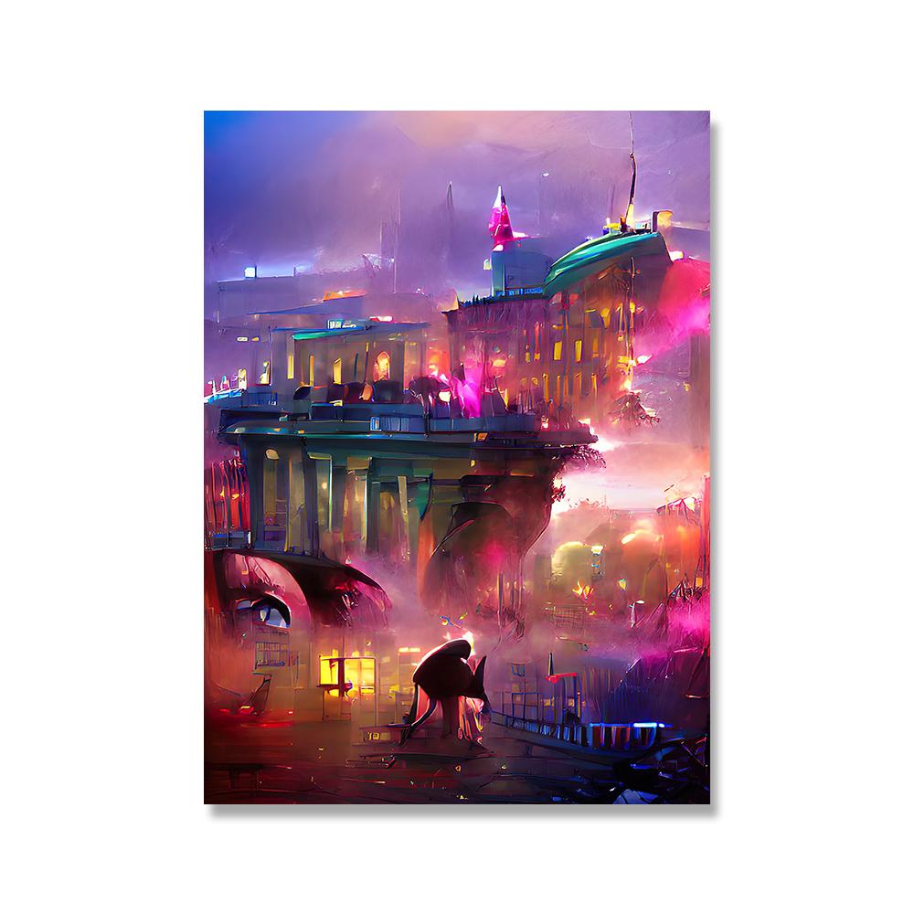 Tokyo Berlin Manila Rio Nairobi Lisbon Cityscape Canvas Painting Colourful Graffiti Travel City Poster for Living Room Decor