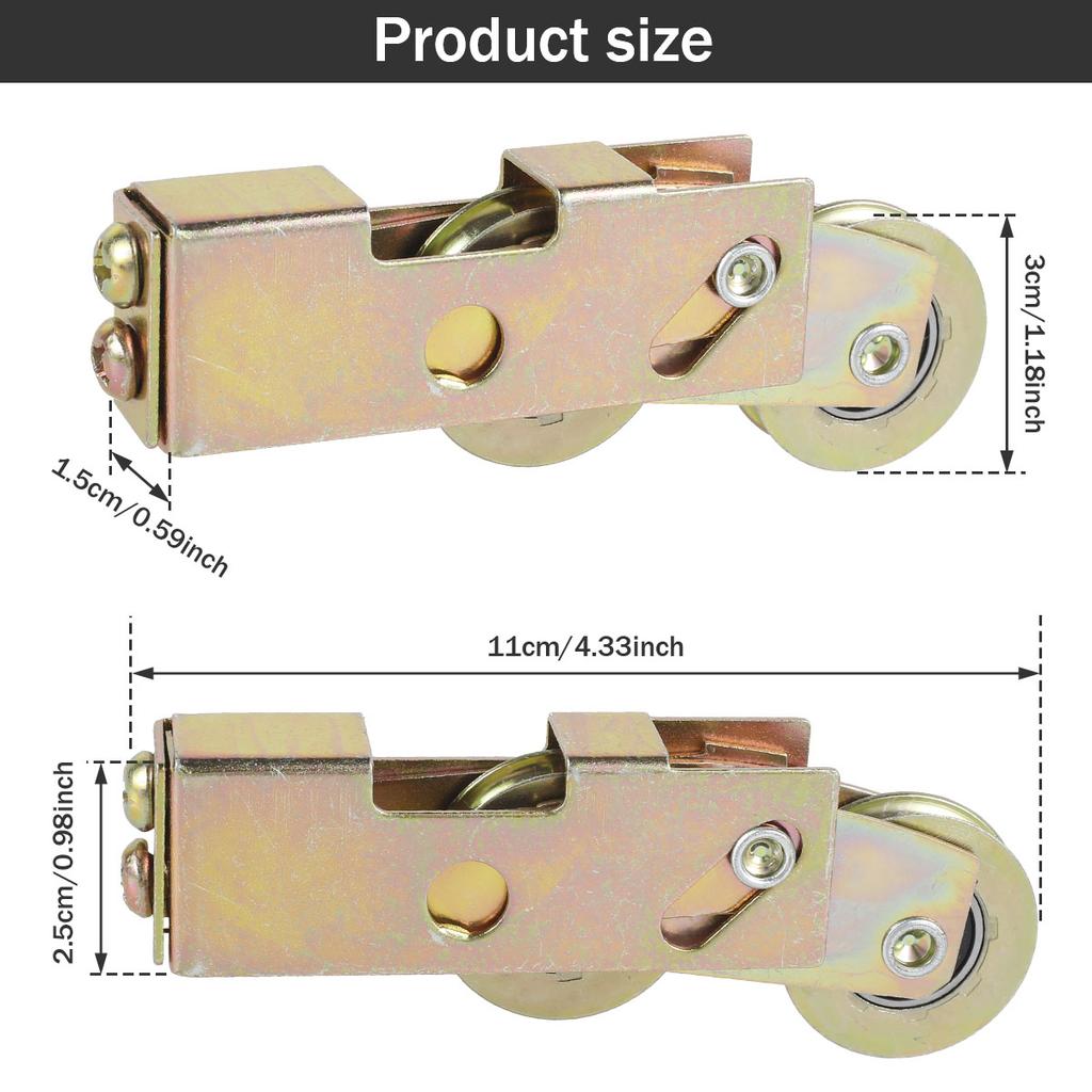 2Pcs Sliding Patio Door 1-1/4 Inch Tandem Roller Assembly Adjustable Sliding Door Wheel Replacement for Sliding Glass Door Scre