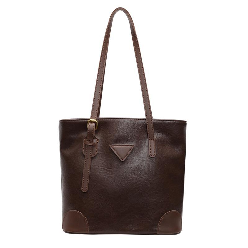 

Вінтажна великої місткості сумка з м якої шкіри жіноча сумка-тоут на плече для поїздок на роботу кавовий