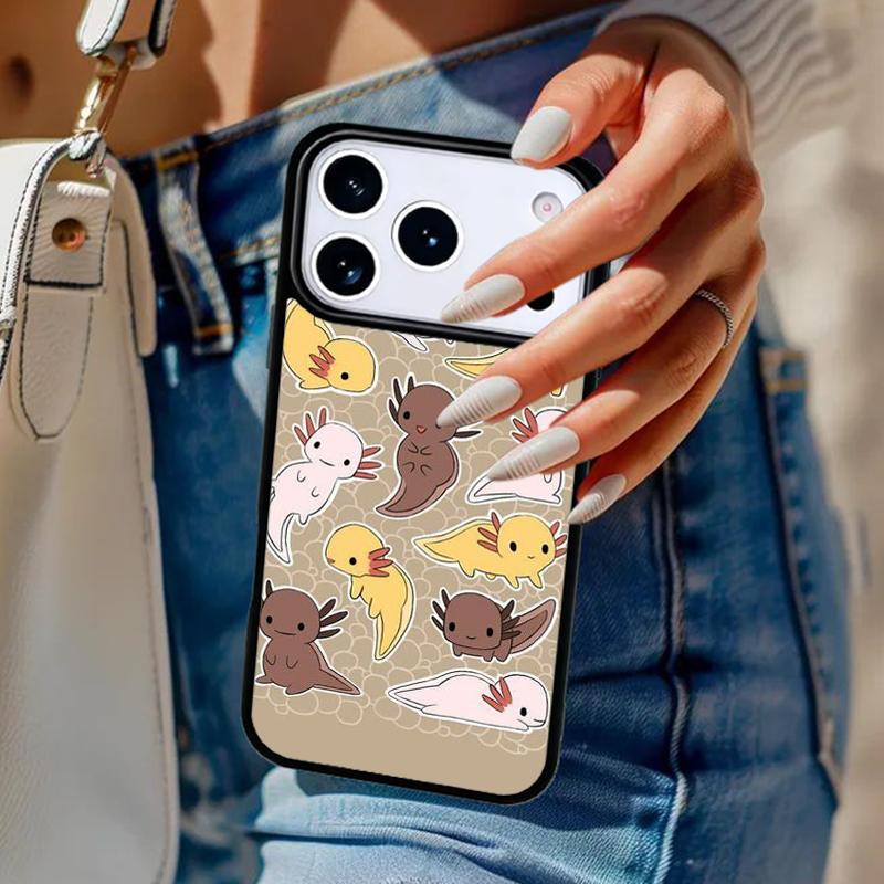 Süßes Tier Axolotl weiche Handyhülle für iPhone 17 Air 14 15 13 12 Max Hülle für Apple 14 15 16 16e 11 Pro Max Plus Coque